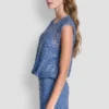 Sleeveless Sequined Bubble Hem Sweater