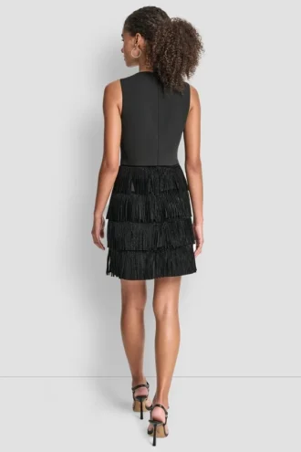 Sleeveless Shift Dress with Tiered Skirt