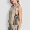 Sleeveless Sweater with Striped Detail