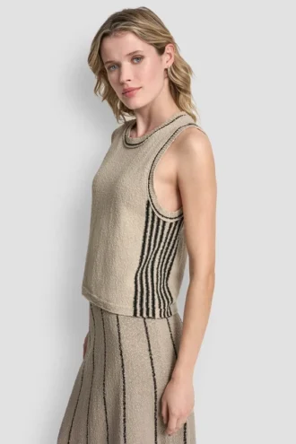 Sleeveless Sweater with Striped Detail