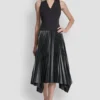 Sleeveless V Neck Top with Pleated Skirt