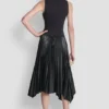 Sleeveless V Neck Top with Pleated Skirt