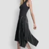 Sleeveless V Neck Top with Pleated Skirt