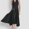 Sleeveless V Neck Top with Pleated Skirt