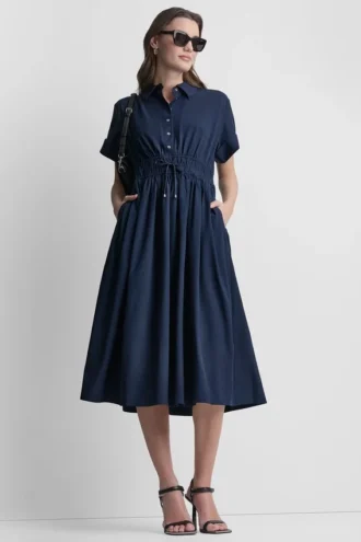 Smocked-Waist Commuter Dress