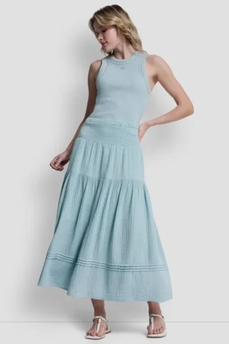 Smocked Waist Maxi Tiered Skirt