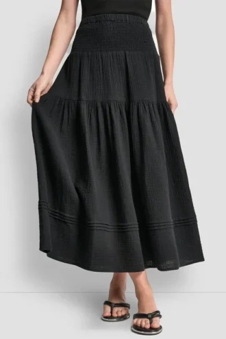 Smocked Waist Maxi Tiered Skirt