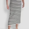 Striped Midi Skirt with Side Slit