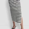 Striped Midi Skirt with Side Slit