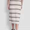 Striped Pointelle Stitch Midi Skirt