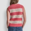 Striped Pointelle Stitch Sleeveless Sweater
