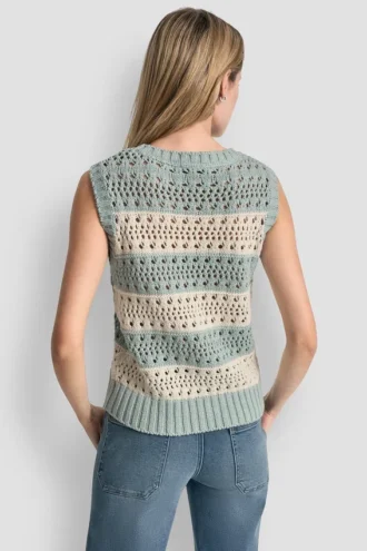 Striped Pointelle Stitch Sweater