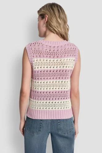 Striped Pointelle Stitch Sweater