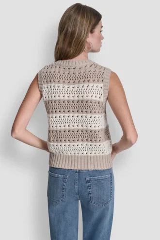 Striped Pointelle Stitch Sweater