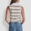 Striped Sleeveless Polo Sweater