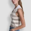 Striped Sleeveless Polo Sweater