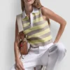 Striped Sleveless Polo Sweater