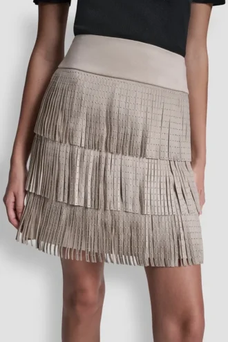 Studded Fringe Mini Skirt