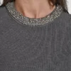 Sweater with Embellished Neckline