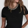 Sweater with Embellished Neckline