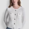 Tuck Stitch Crew Neck Cardigan