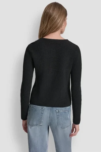 Tuck Stitch Crew Neck Cardigan