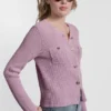 Tuck Stitch Crew Neck Cardigan