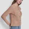Tuck Stitch Crew Neck Cardigan