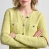 Tuck Stitch Crew Neck Cardigan