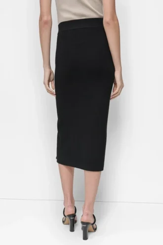 Zip Detailed Midi Sweater Skirt