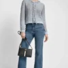 Zip Front Tweed Fringe Sweater Jacket